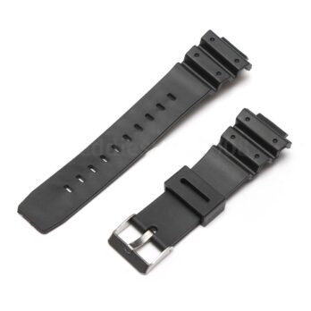16mm x 25mm Black Replacement Pu Rubber Watch Strap Band