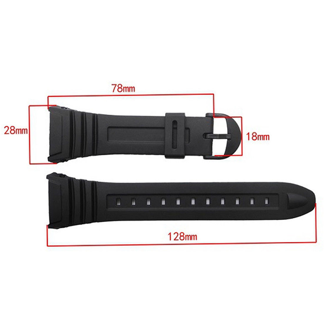 Watch Replacement Strap Band Flexible Black Resin to fit W96 W-96H W96H 577EA1 - Image 3