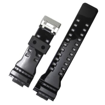 16mm Replacement watch band strap fits GA120 GA100 GA-100 G8900 GA300 GD120 GA-100 GA-110 GA-100 resin rubber-Black Shinning
