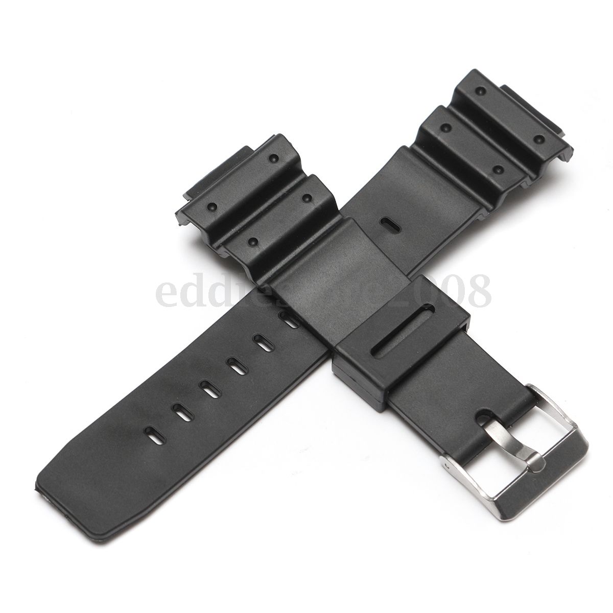 16mm x 25mm Black Replacement Pu Rubber Watch Strap Band - Image 3