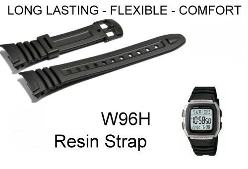Watch Replacement Strap Band Flexible Black Resin to fit W96 W-96H W96H 577EA1 - Image 2