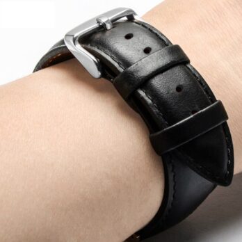 18mm Genuine Leather Watch Band StrapBlack Plain