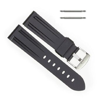 24mm Silicone Rubber Watch Band Strap with Stainless Steel Buckle