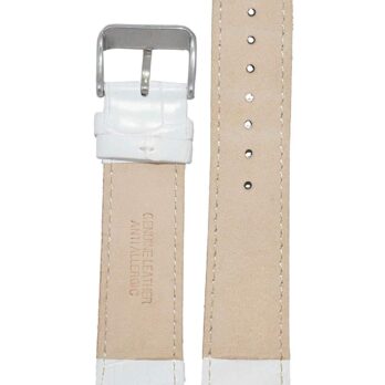 18mm Genuine Leather Watch Band Strap Fits  CLASSIMA 8692 8733 White With White Stich Silver Buckle