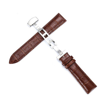 23mm Genuine Leather Brown Watch Band Strap for Men and Women | Comfortable and Durable Material | Deployment Silver Buckle-D1