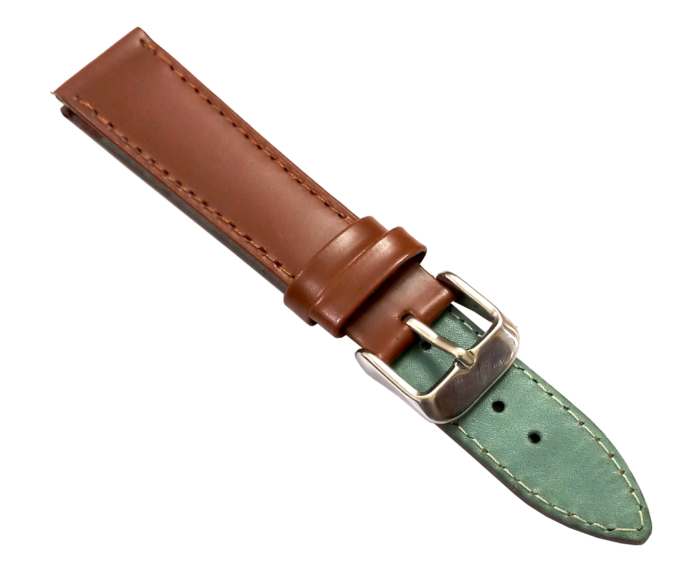 18mm Genuine Leather Watch Band Strap Fits 11255 SIGTURE II Light Brown Silver Pin Buckle - Image 4