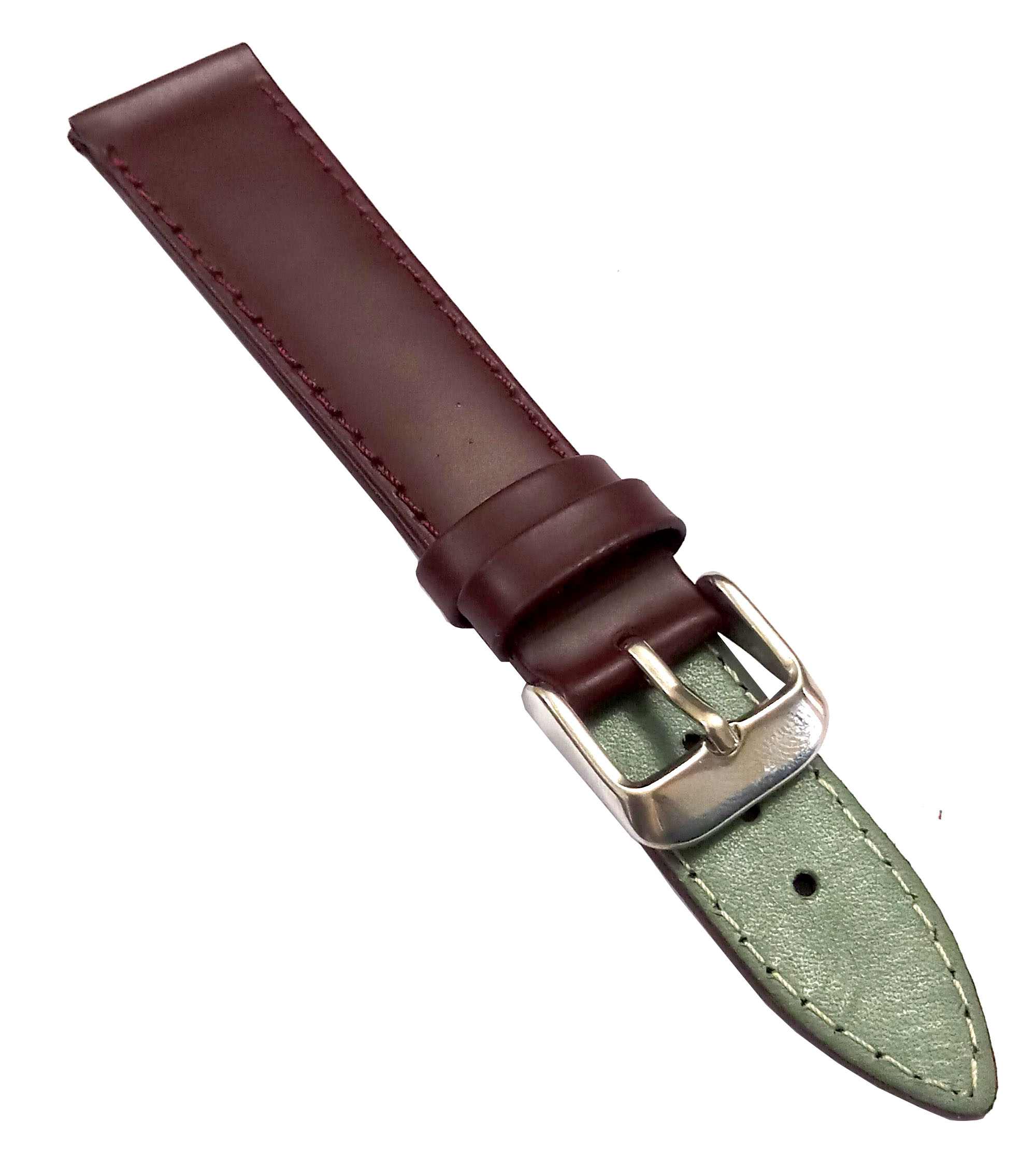 18mm Genuine Leather Watch Band Strap Fits 45-45.5MM Planet Ocean SEAMASTER Brown Silver Pin Buckle - Image 4