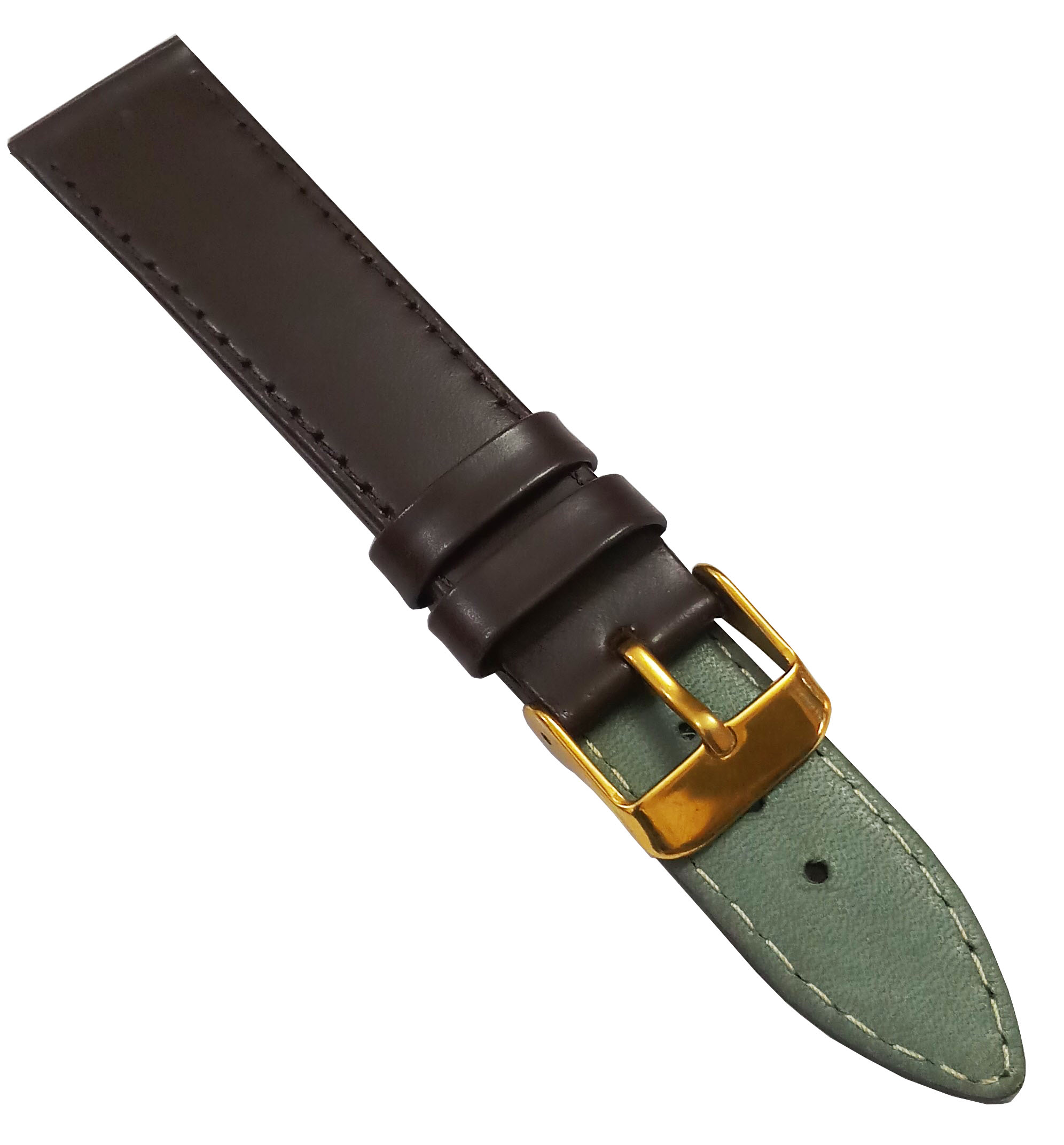 18mm Genuine Leather Watch Band Strap Fits 45-45.5MM Planet Ocean SEAMASTER Dark Brown Golden Pin Buckle - Image 2