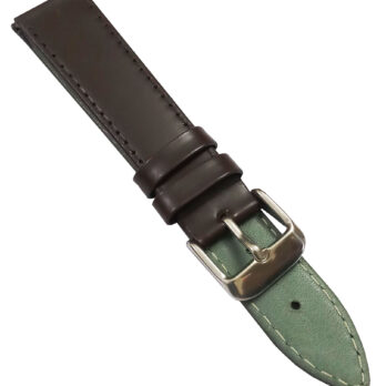 18mm Genuine Leather Watch Band Strap Fits 40MM GMT Dark Brown Silver Pin Buckle