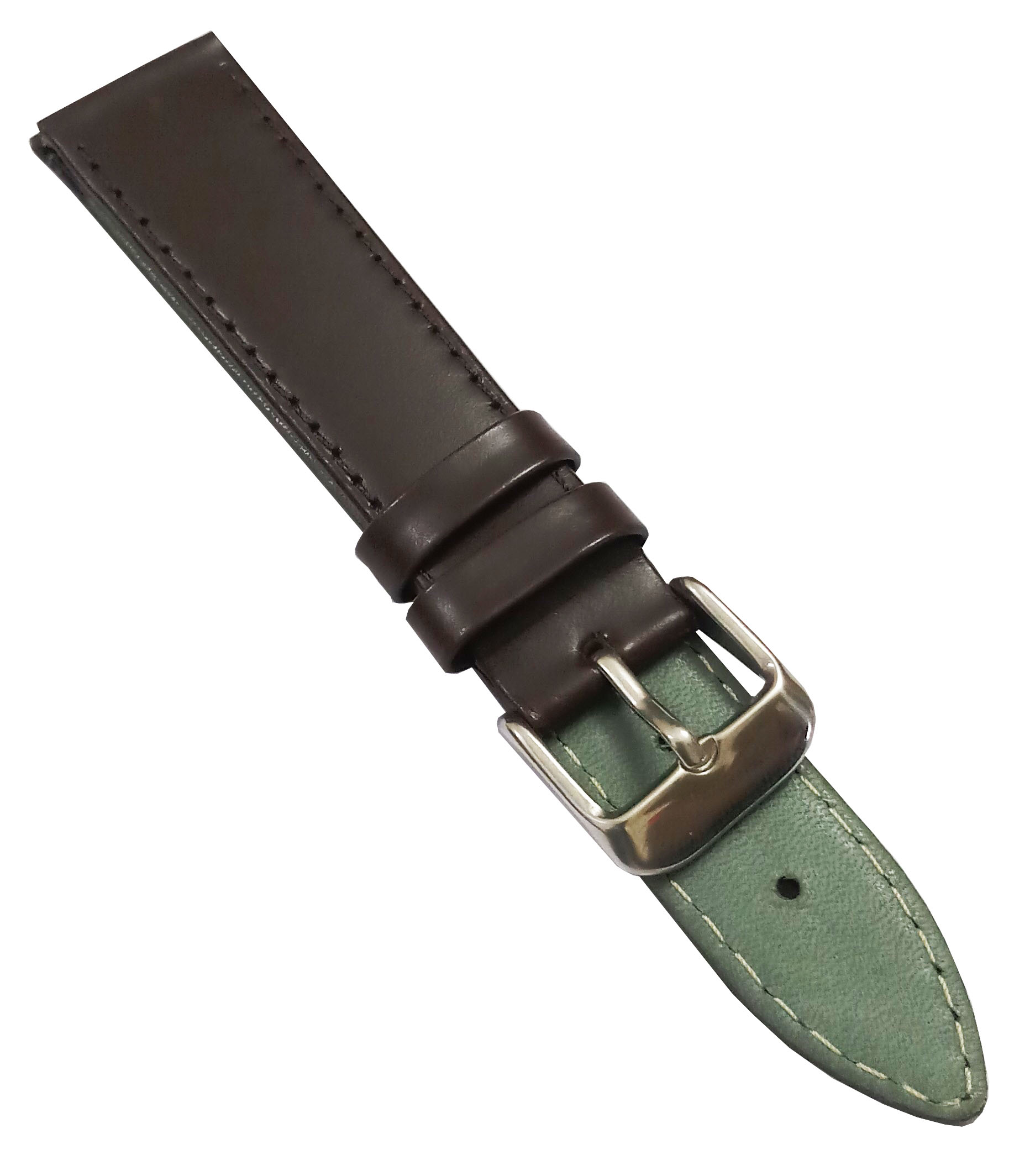 18mm Genuine Leather Watch Band Strap Fits 11255 SIGTURE II Dark Brown Silver Pin Buckle - Image 2