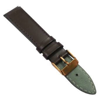 18mm Genuine Leather Watch Band Strap Fits 40MM GMT Dark Brown Yellow Pin Buckle