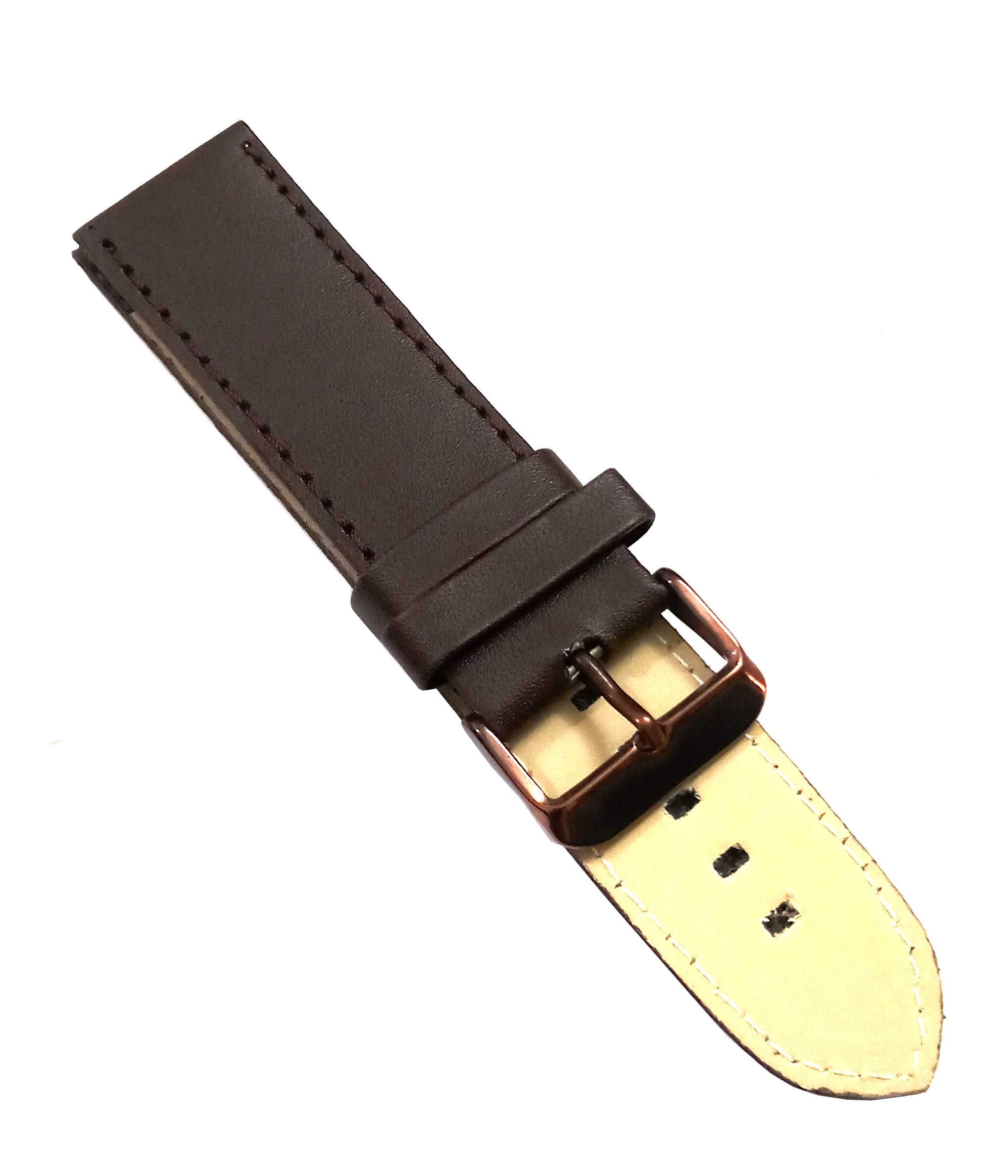 22mm Genuine Leather Watch Band Strap Fits TANG Dark Brown Brown Pin Buckle - Image 4