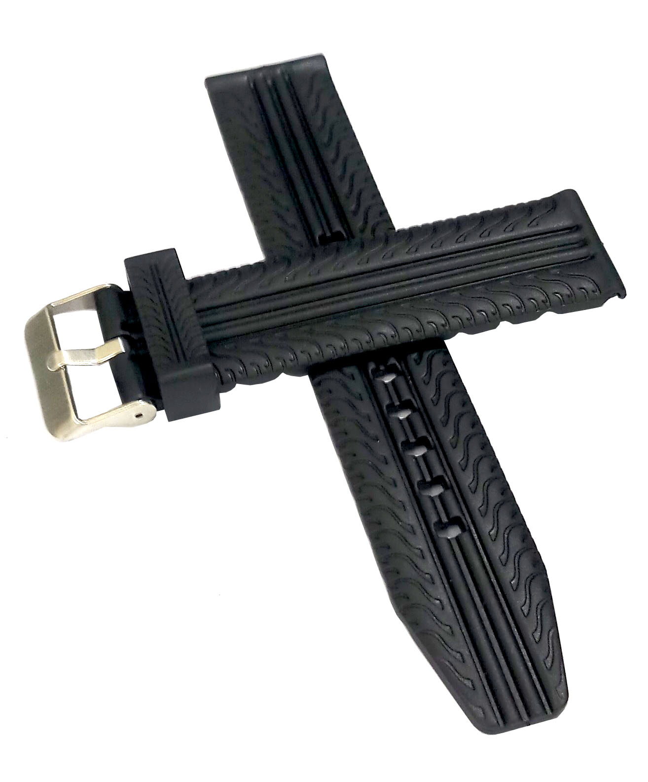 22mm PU Rubber Watch Band Strap Fits KHAKI X-WIND H776460 H77646833 WATCH Black Pin Buckle-PB-289