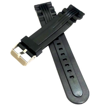 22mm PU Rubber Watch Band Strap Fits HYDRO CONQUEST Black Pin Buckle-PB-451