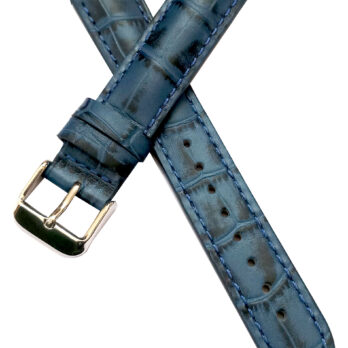23mm Genuine Leather Watch Band Strap Fits SANTOS 100 XL W20073X8 Blue with Blue Stich Silver Buckle