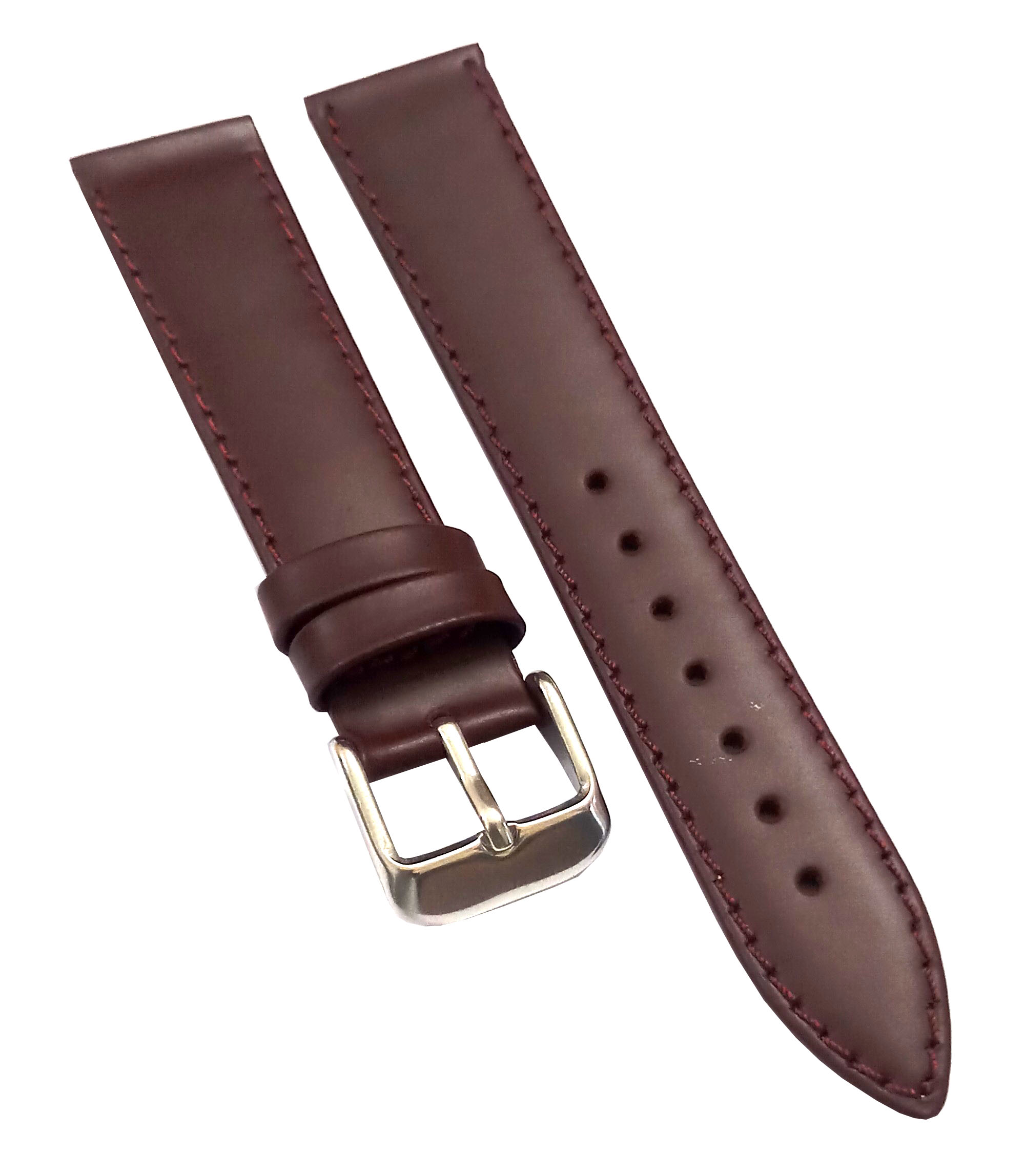18mm Genuine Leather Watch Band Strap Fits 45-45.5MM Planet Ocean SEAMASTER Brown Silver Pin Buckle - Image 3