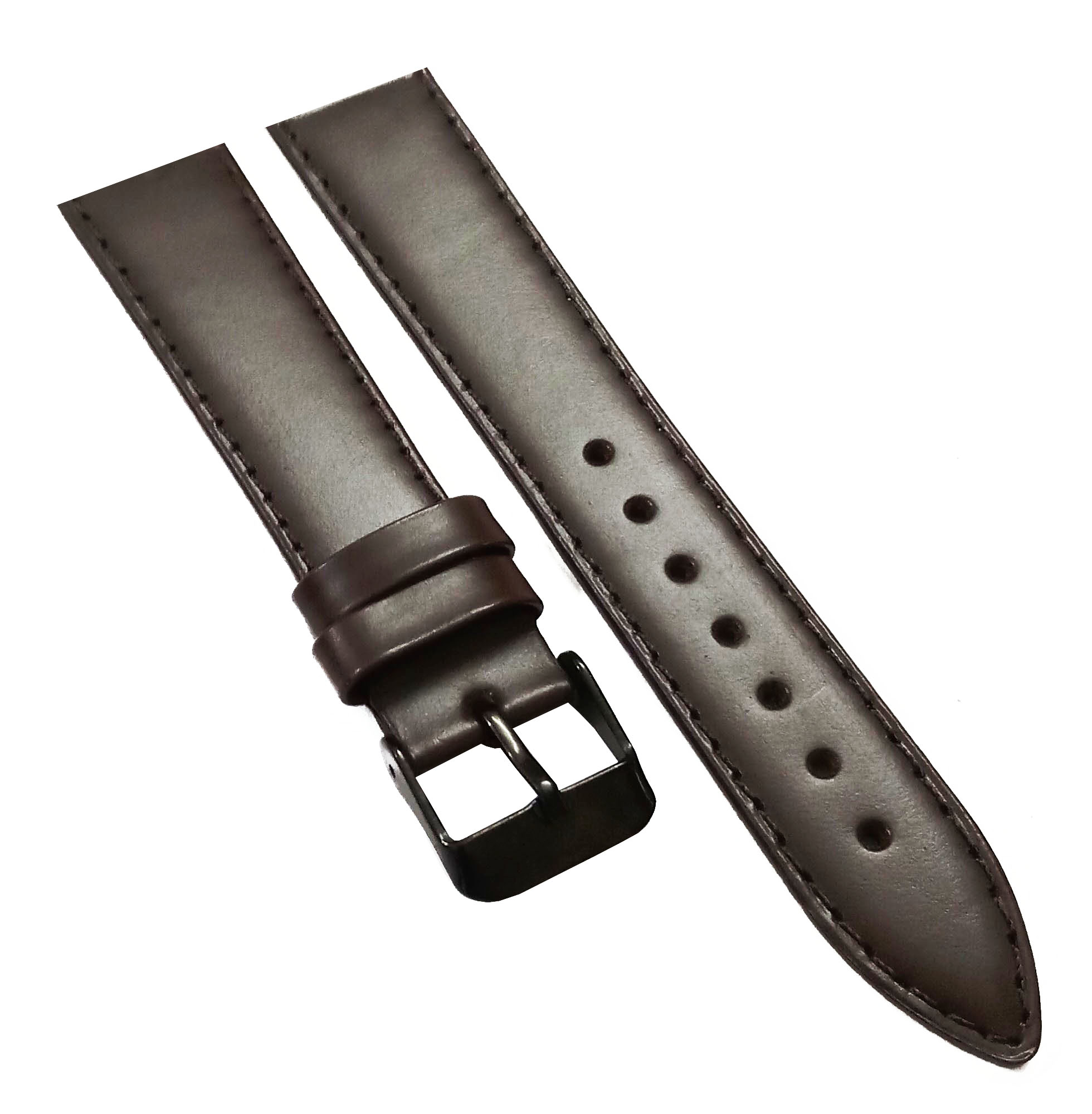 18mm Genuine Leather Watch Band Strap Fits 11255 SIGTURE II Dark Brown Black Pin Buckle