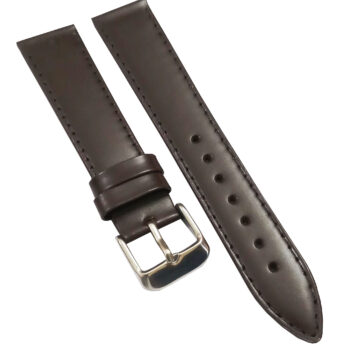 18mm Genuine Leather Watch Band Strap Fits 40MM GMT Dark Brown Silver Pin Buckle