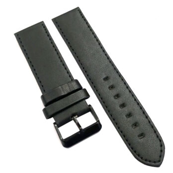 22mm Genuine Leather Watch Band Strap Fits HYDRO CONQUEST Black Black Pin Buckle