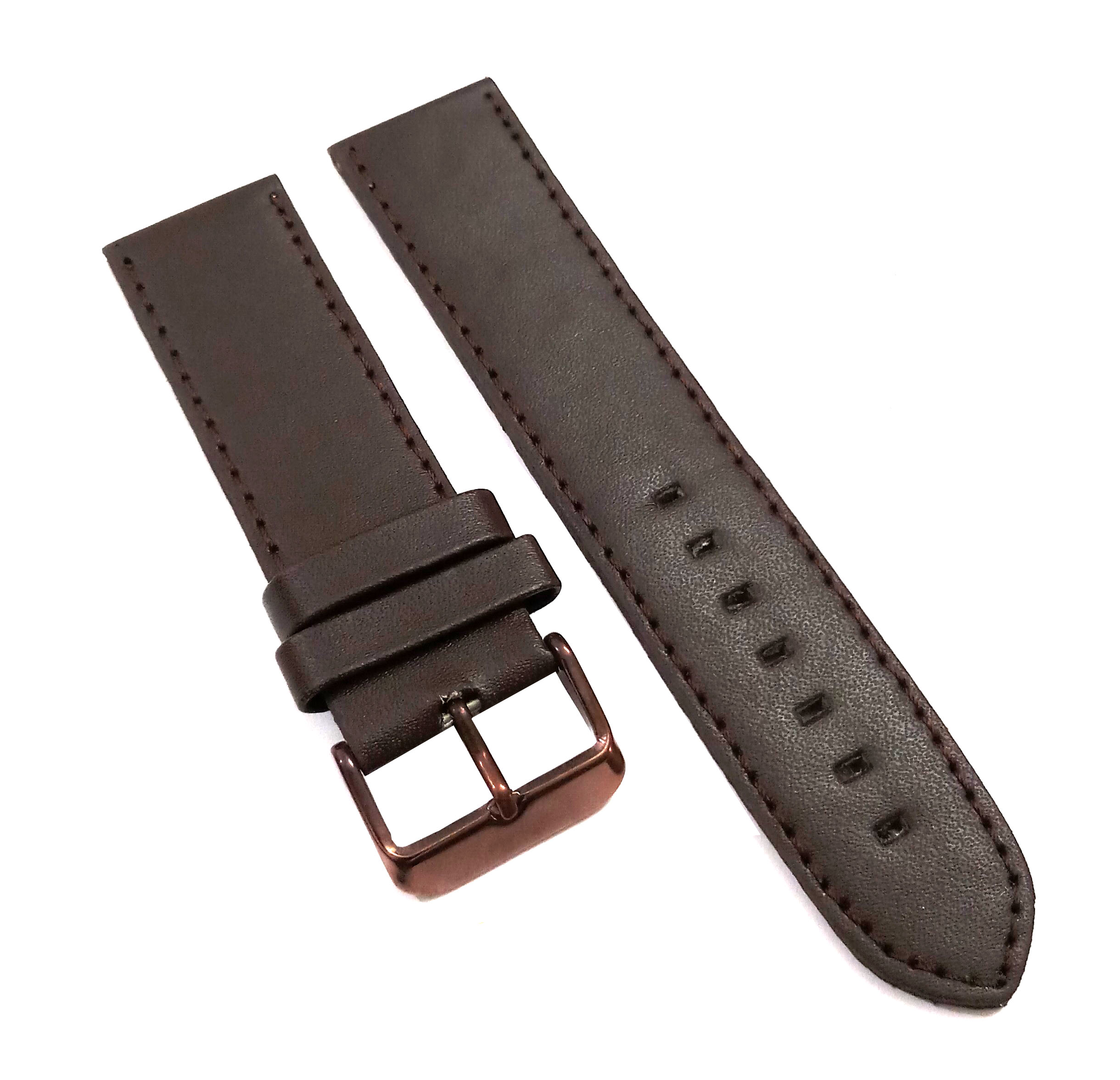 22mm Genuine Leather Watch Band Strap Fits TANG Dark Brown Brown Pin Buckle