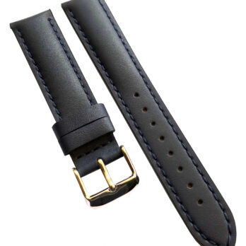 23mm Genuine Leather Watch Band Strap Fits SANTOS 100 XL W20073X8 Black With Black Stich Golden Buckle