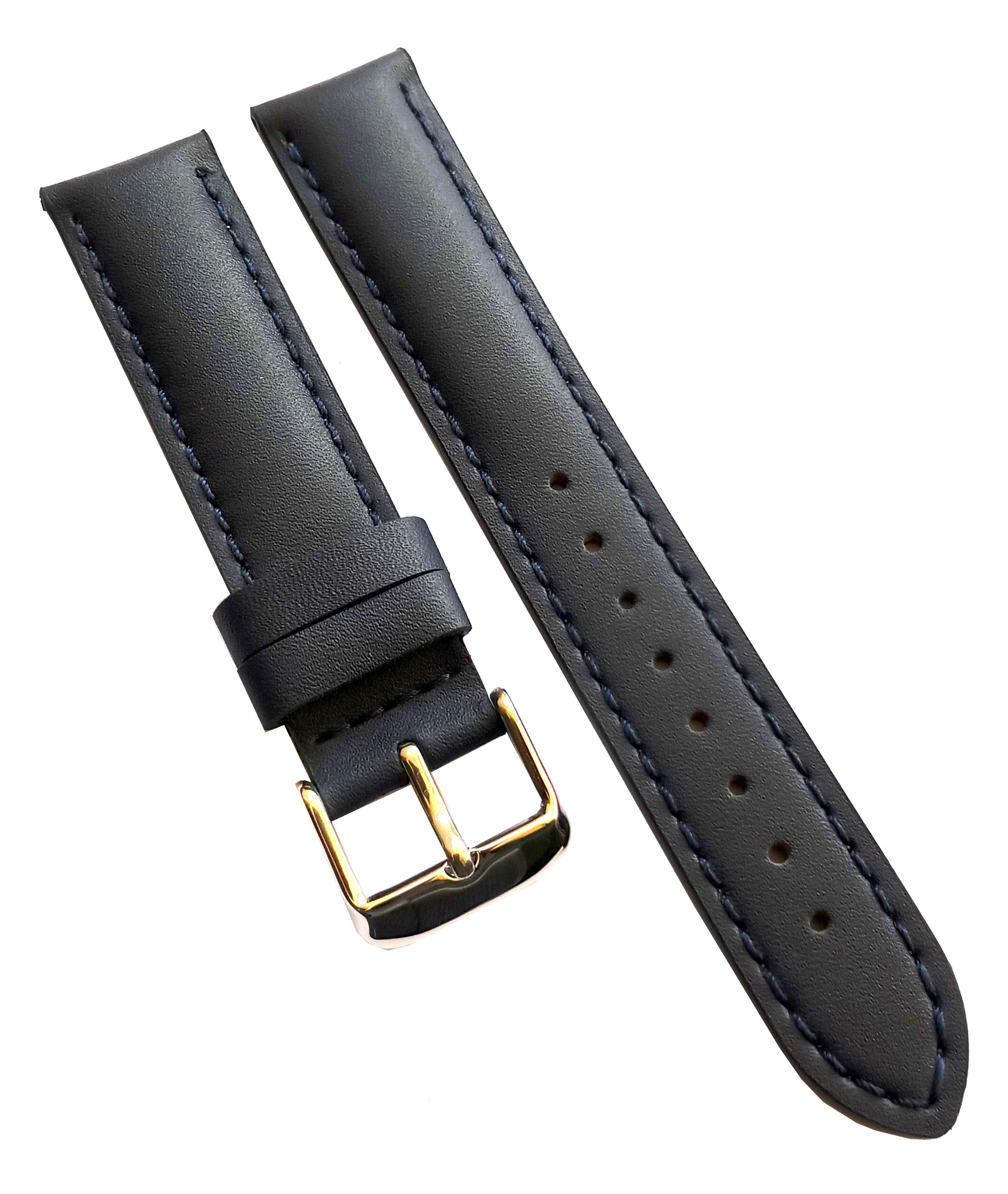 23mm Genuine Leather Watch Band Strap Fits SANTOS 100 XL W20073X8 Black With Black Stich Golden Buckle - Image 2