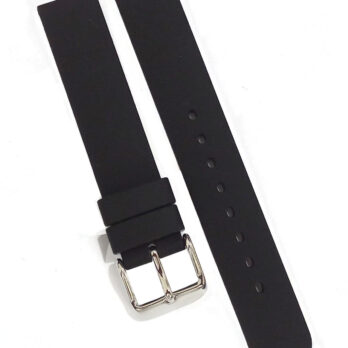 18mm Silicone Rubber Watch Band Strap Black Silver Buckle