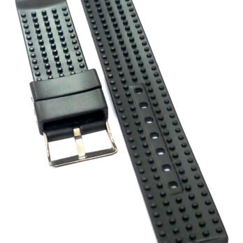 22mm PU Rubber Watch Band Strap Fits HYDRO CONQUEST Black Pin Buckle-PB-119