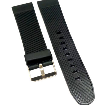 22mm PU Rubber Watch Band Strap Fits HYDRO CONQUEST Black Pin Buckle-PB-202