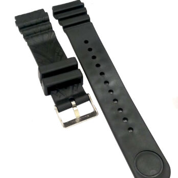 22mm PU Rubber Watch Band Strap Fits HYDRO CONQUEST Black Pin Buckle-PB-617