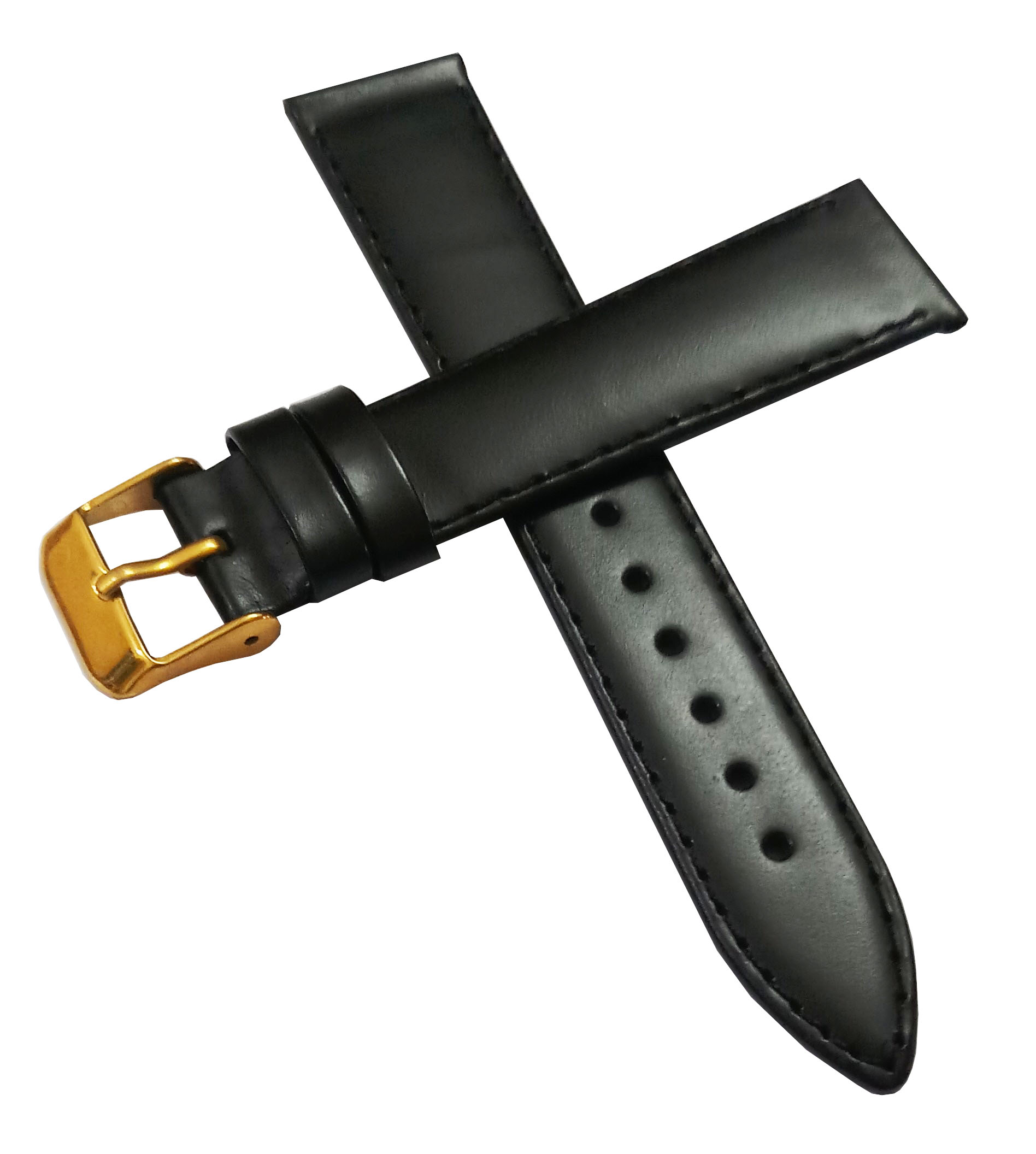 18mm Genuine Leather Watch Band Strap Fits 200M SKX007K 7S26 SKX009J Black Golden Pin Buckle