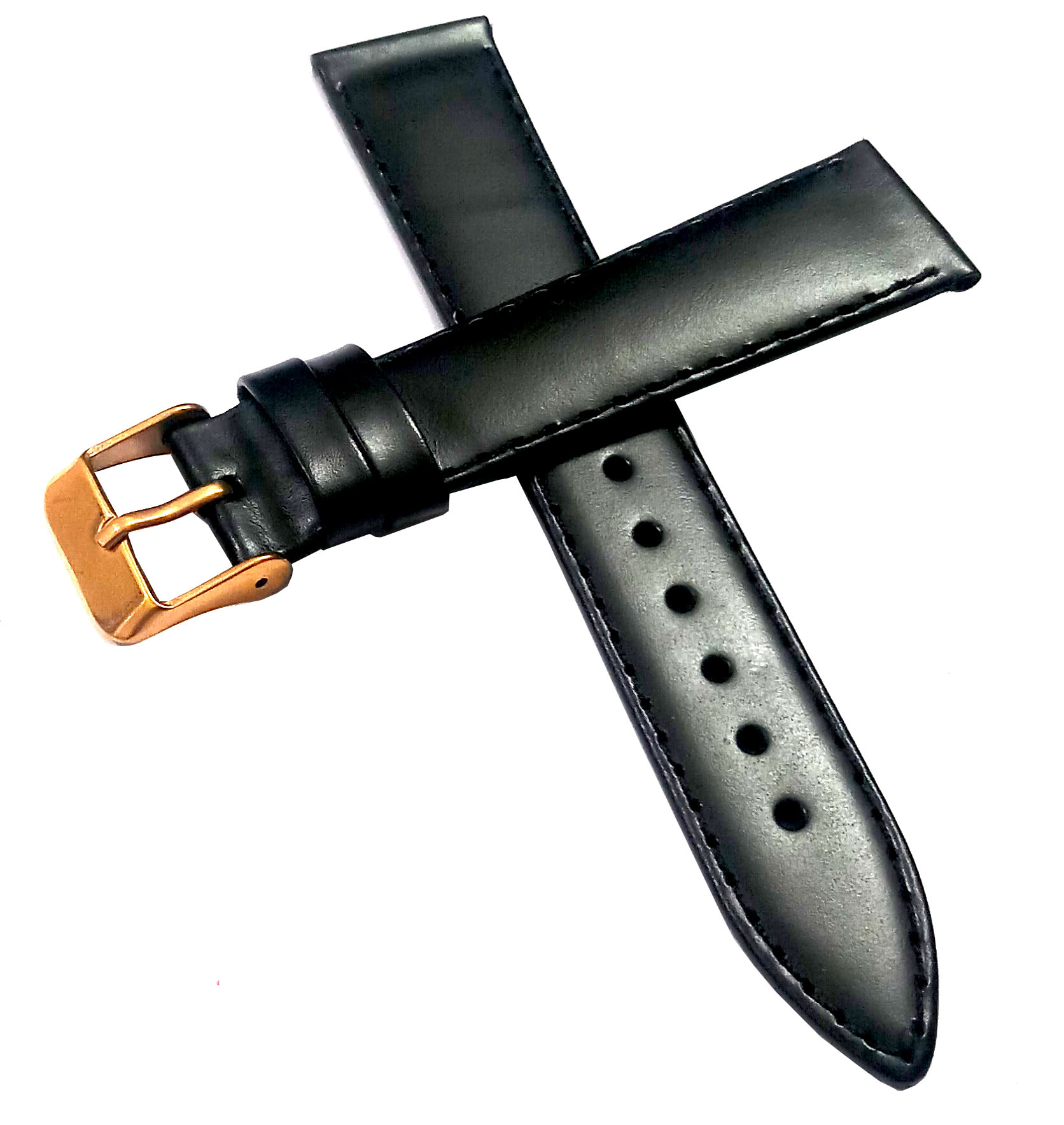 18mm Genuine Leather Watch Band Strap Fits 1326 GMT 11255 SIGTURE II Black Yellow Pin Buckle - Image 2