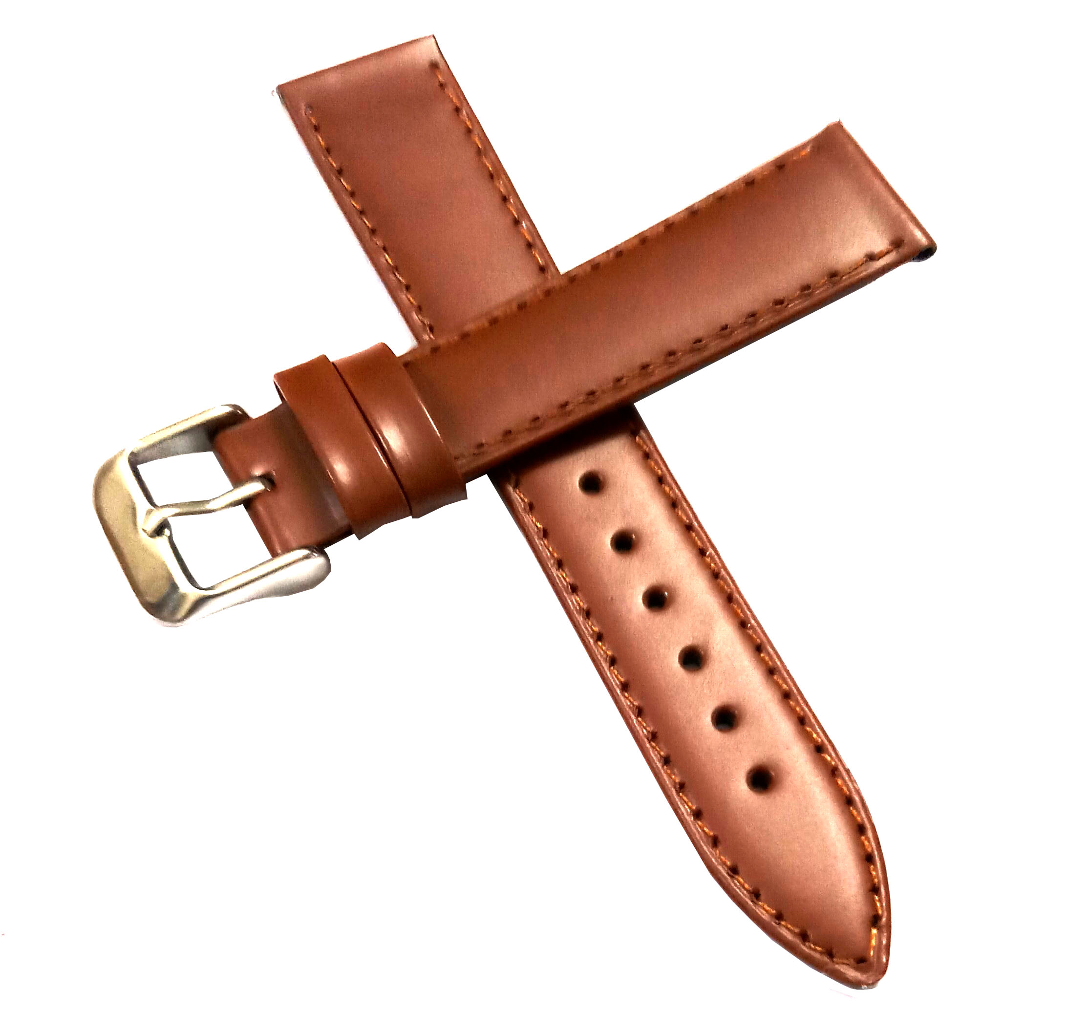 18mm Genuine Leather Watch Band Strap Fits 11255 SIGTURE II Light Brown Silver Pin Buckle - Image 2