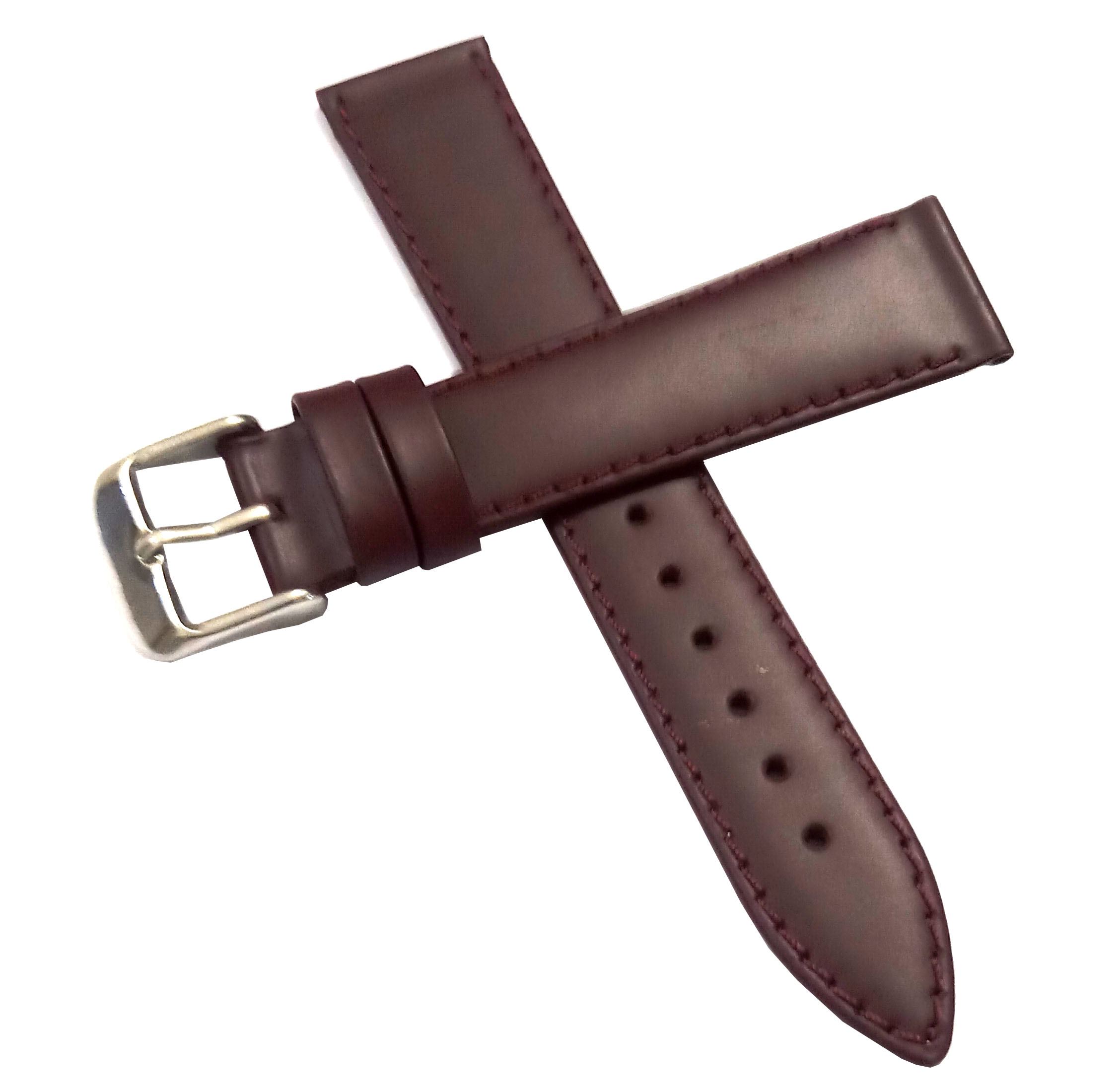 18mm Genuine Leather Watch Band Strap Fits 45-45.5MM Planet Ocean SEAMASTER Brown Silver Pin Buckle - Image 2
