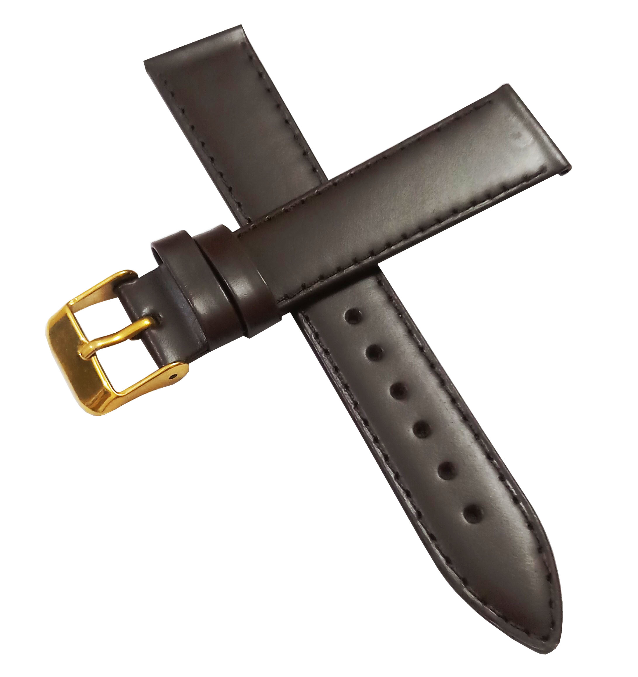 18mm Genuine Leather Watch Band Strap Fits 45-45.5MM Planet Ocean SEAMASTER Dark Brown Golden Pin Buckle - Image 3