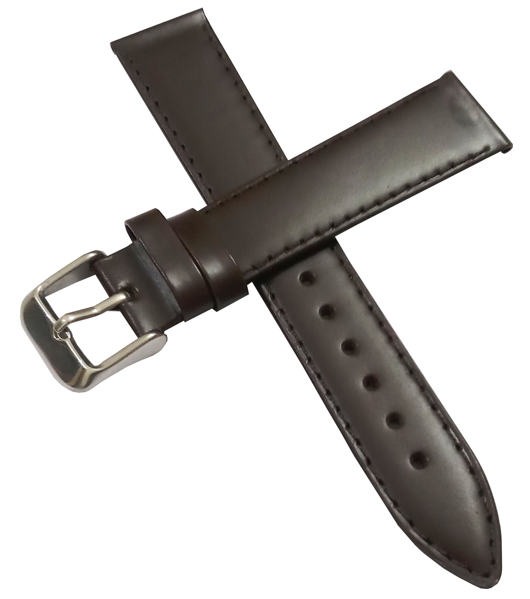 18mm Genuine Leather Watch Band Strap Fits 11255 SIGTURE II Dark Brown Silver Pin Buckle - Image 3