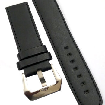 22mm Genuine Leather Watch Band Strap Fits HYDRO L3840456 Black With Black Stich Pin Buckle