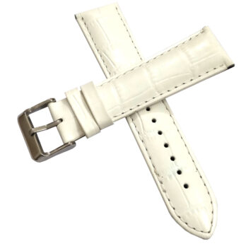 22mm Genuine Leather Watch Band Strap Fits HYDRO CONQUEST White With White Stich Pin Buckle