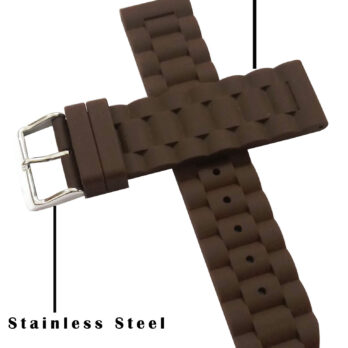 22mm Silicon Rubber Watch Band Strap Fits HYDRO CONQUEST Brown Pin Buckle