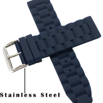 22mm Silicon Rubber Watch Band Strap Fits HYDRO CONQUEST Dark Blue Pin Buckle