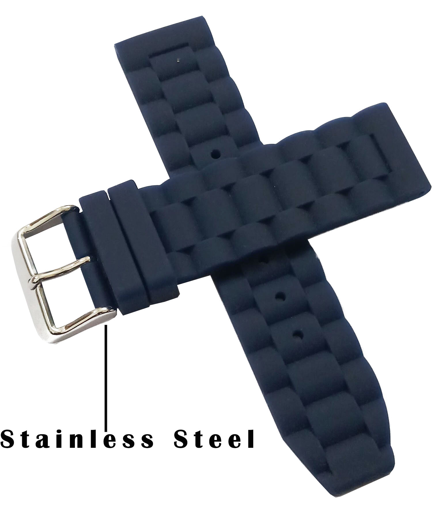 22mm Silicon Rubber Watch Band Strap Fits HYDRO CONQUEST Dark Blue Pin Buckle - Image 2
