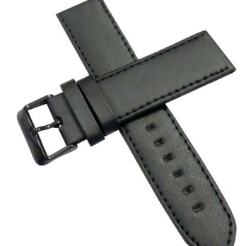 22mm Genuine Leather Watch Band Strap Fits HYDRO CONQUEST Black Black Pin Buckle