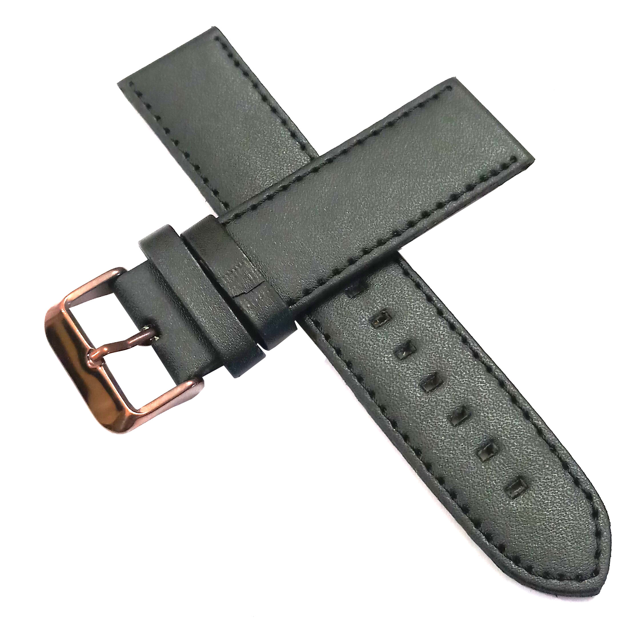 22mm Genuine Leather Watch Band Strap Fits SUPEROCEAN PORTHOLE Black Brown Pin Buckle - Image 2