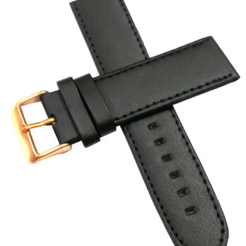 22mm Genuine Leather Watch Band Strap Fits HYDRO CONQUEST Black Golden Pin Buckle