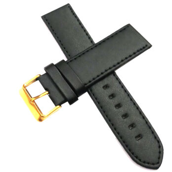 22mm Genuine Leather Watch Band Strap Fits HYDRO CONQUEST Black Yellow Pin Buckle