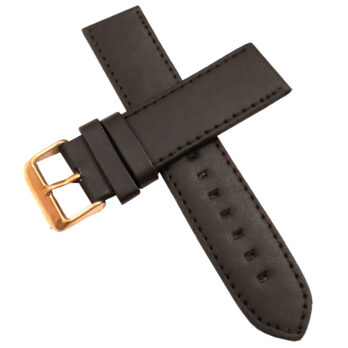 22mm Genuine Leather Watch Band Strap Fits HYDRO CONQUEST Dark Brown Golden Pin Buckle
