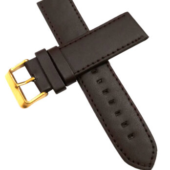 22mm Genuine Leather Watch Band Strap Fits HYDRO CONQUEST Dark Brown Yellow Pin Buckle