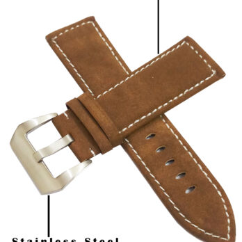 24mm Genuine Leather Watch Band Strap Fits 11255 SIGTURE II Light Brown With White Stich Pin Buckle