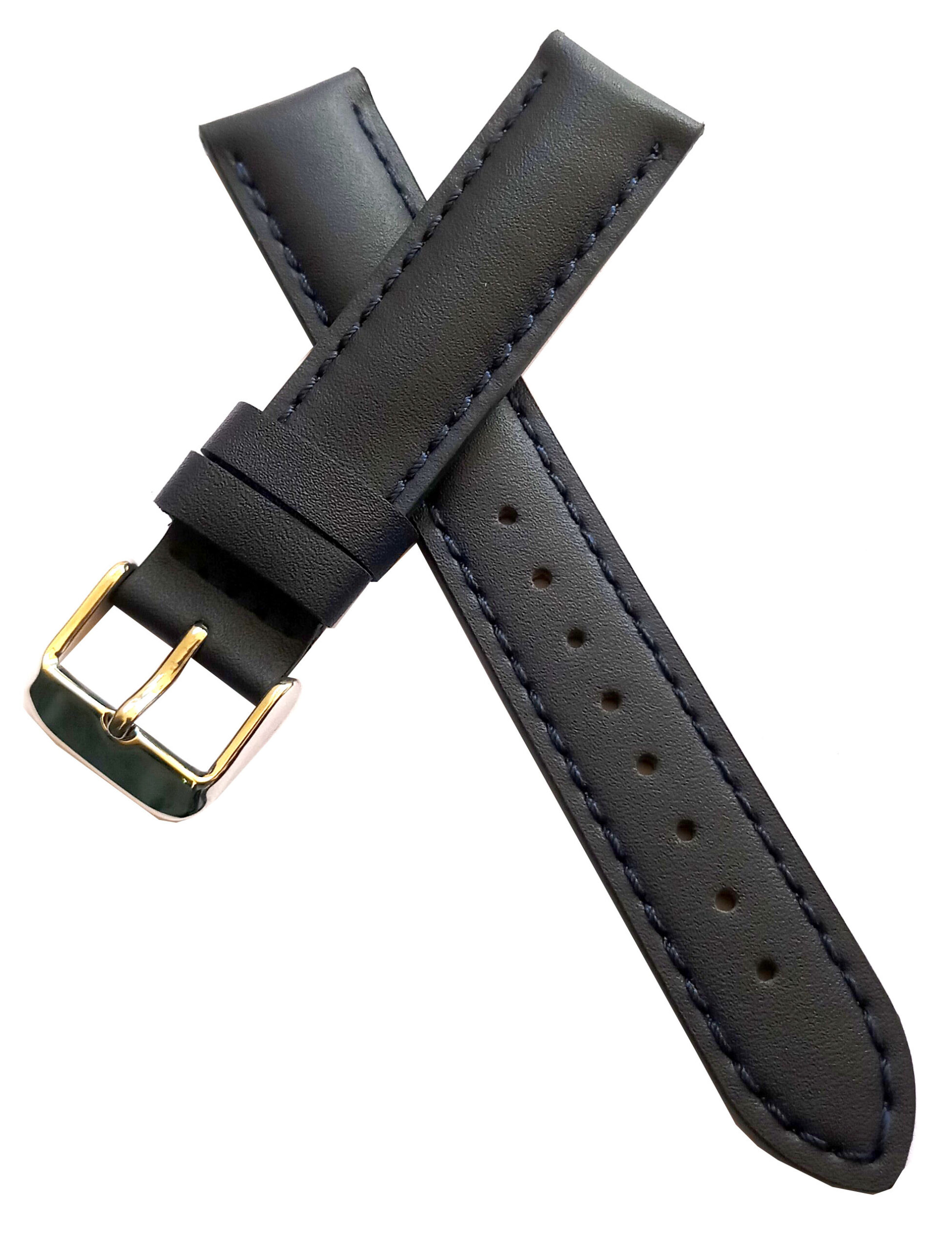 23mm Genuine Leather Watch Band Strap Fits SANTOS 100 XL W20073X8 Black With Black Stich Golden Buckle - Image 3