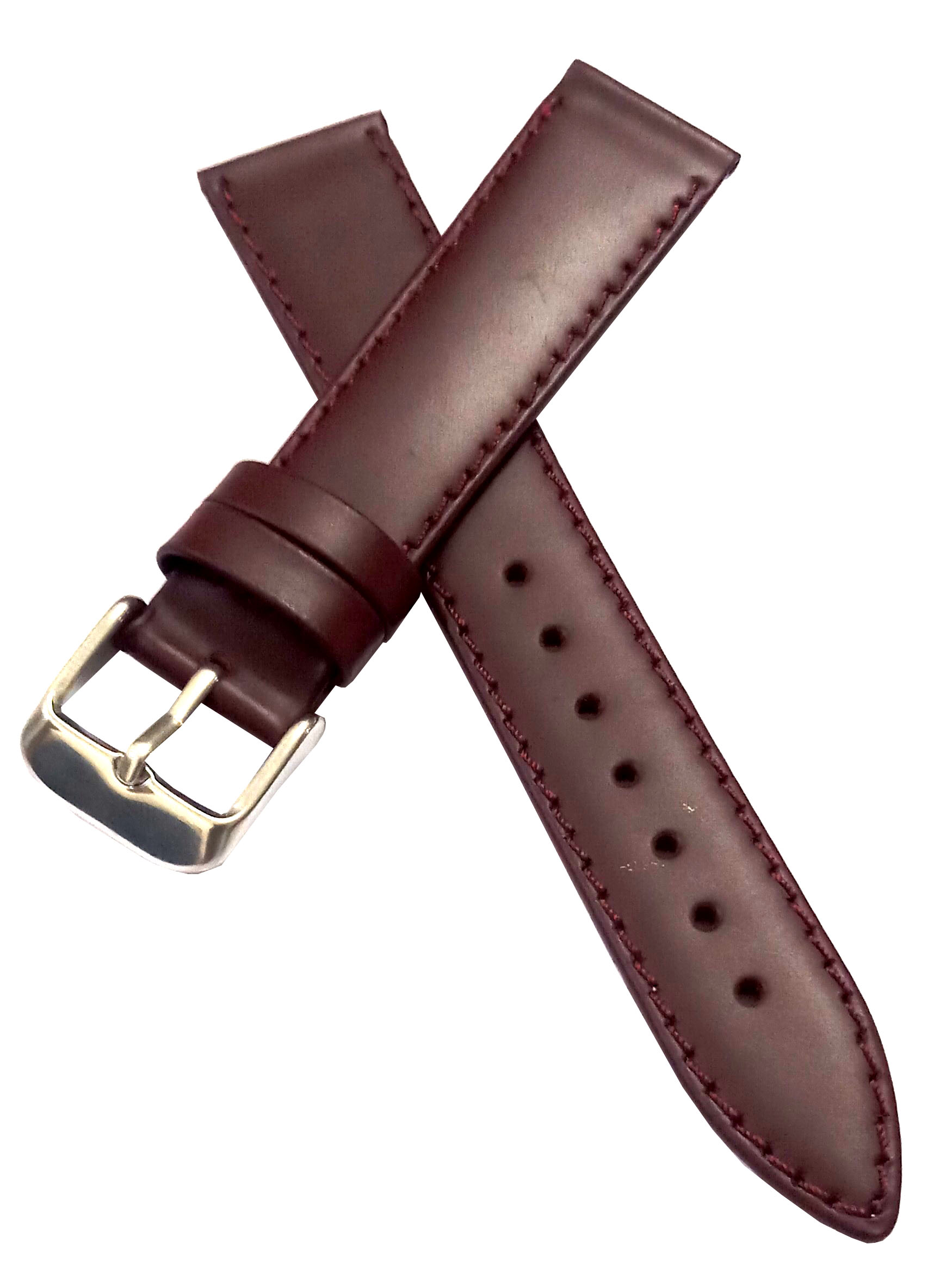 18mm Genuine Leather Watch Band Strap Fits 45-45.5MM Planet Ocean SEAMASTER Brown Silver Pin Buckle
